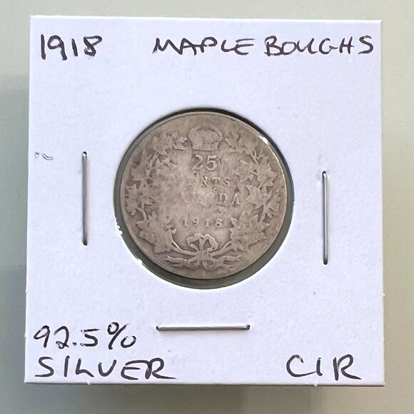 1916, 1917, 1918 & 1919 Canada Sterling Silver 4 x 25¢ Coins! - Picture 7 of 13